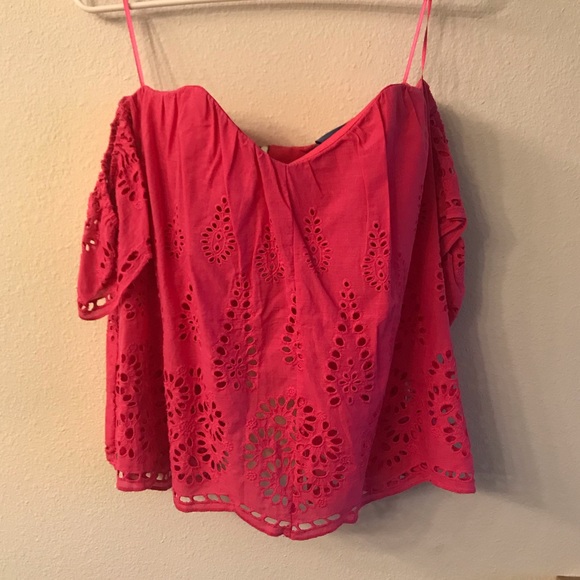 Pink ‘Blue Rain’ Off The Shoulder Top - Picture 1 of 4